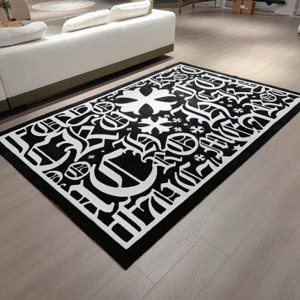 Chrome Hearts Black & White Monogram Rug